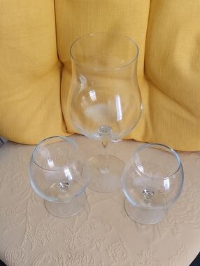 Clear Glass Wine and Brandy Glasses - Set of 3